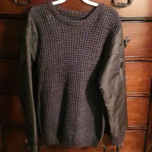 Men's Decibal Olive Green Knit Flight Sweater M